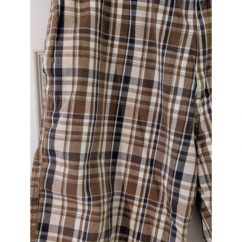 Perry Ellis America Plaid Shorts Casual Comfort Brown‎ Size 36W